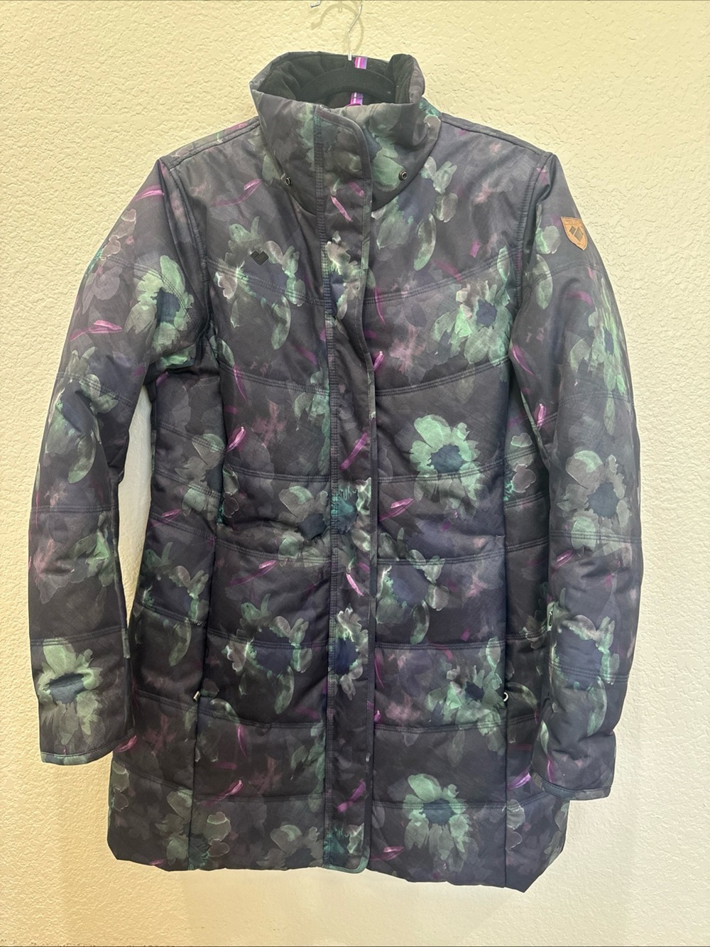 Obermeyer Womens Floral Insulated Parka Ski Jacket Purple Blue Size 10